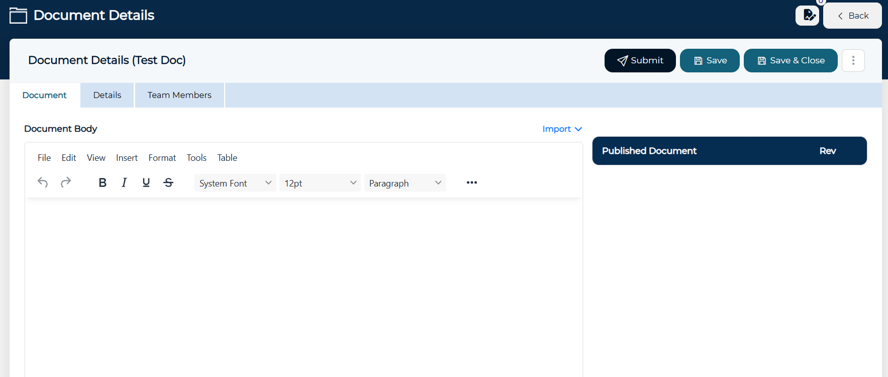 Creating a New Document